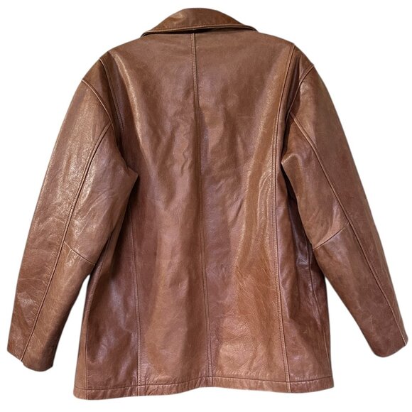 Vintage Danier Men’s Camel Brown Leather 3/4 Jacket Sz M Lined Western Cowboy - Picture 3 of 9